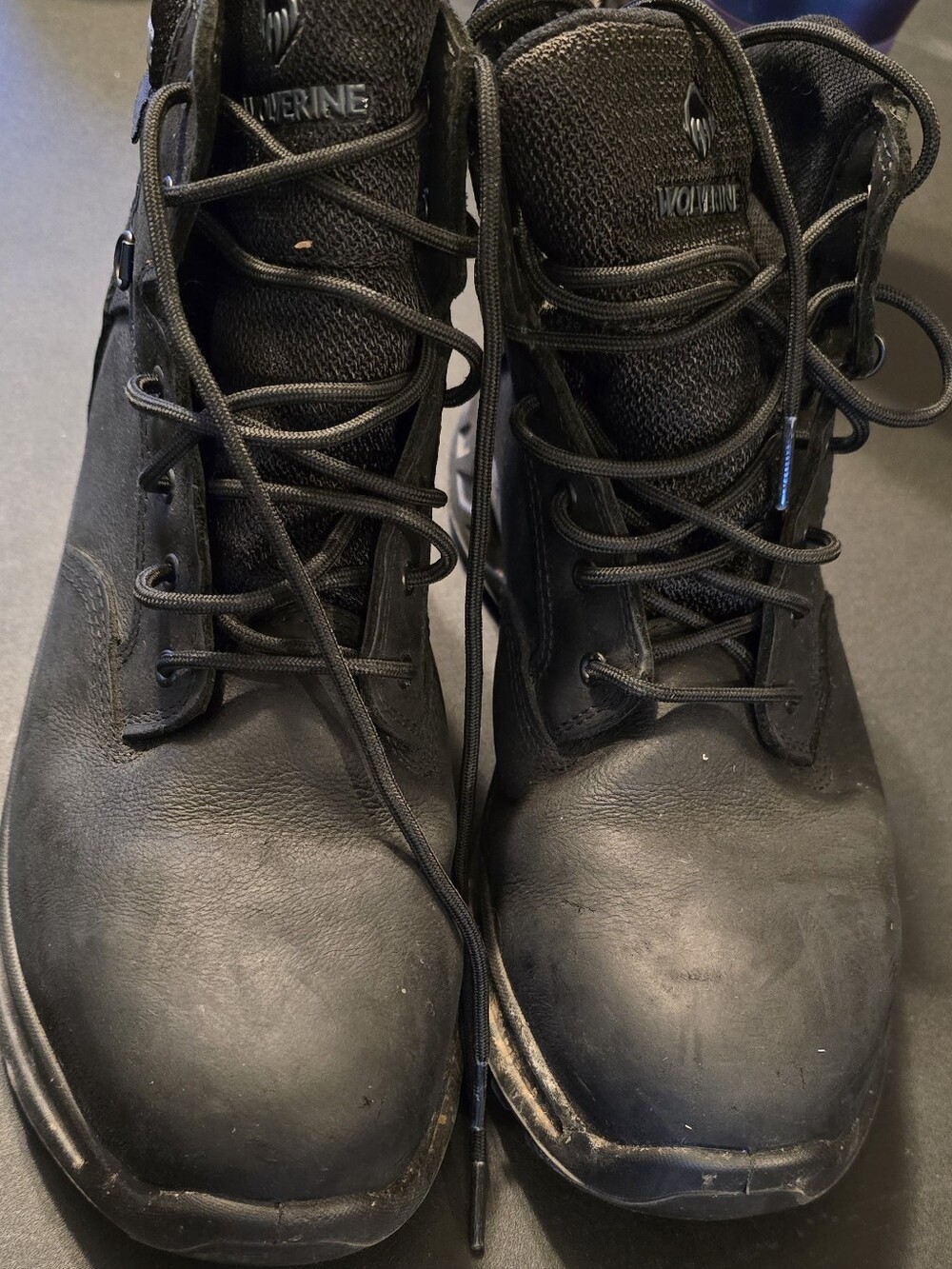 Wolverine Black Lace-Up Work Boots